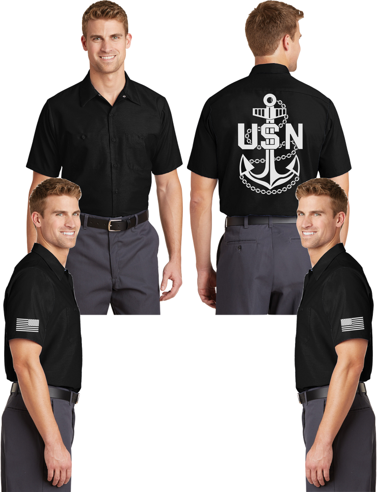 Navy Anchor Reflective Mechanic Shirt