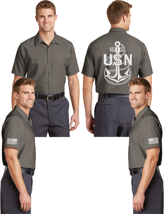 Navy Anchor Reflective Mechanic Shirt