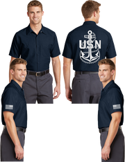 Navy Anchor Reflective Mechanic Shirt