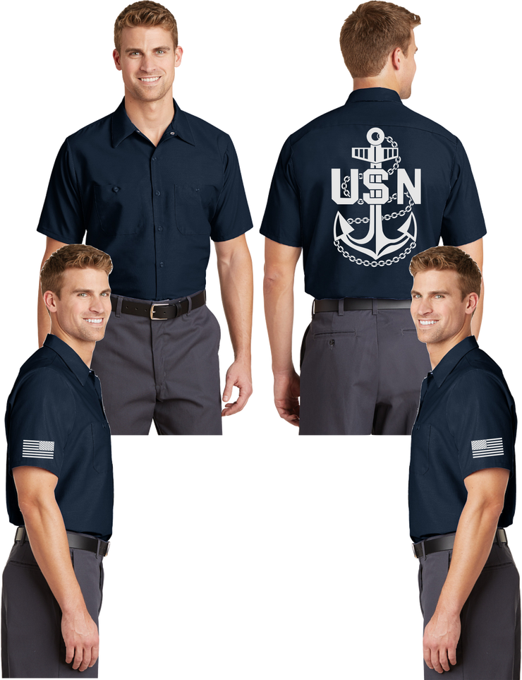 Navy Anchor Reflective Mechanic Shirt