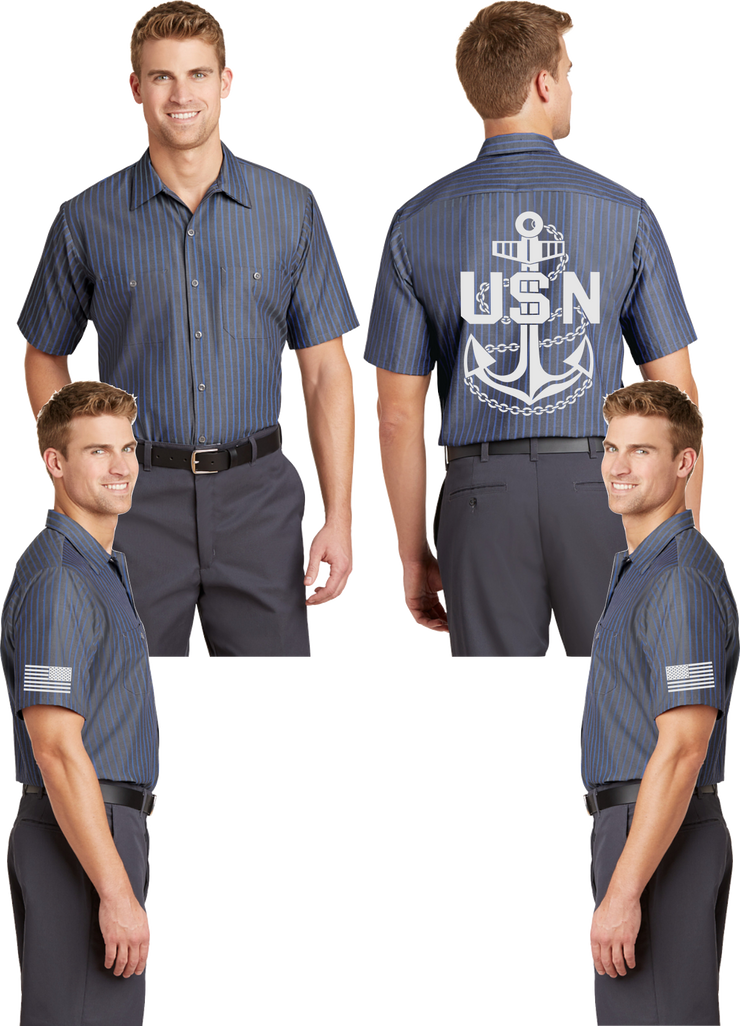 Navy Anchor Reflective Mechanic Shirt