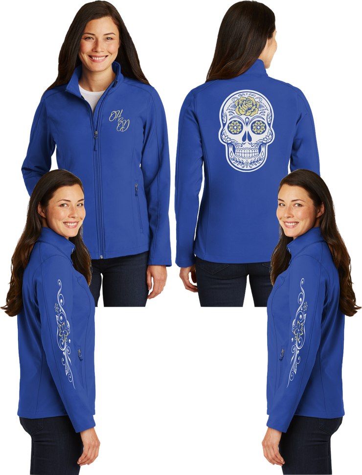 Women's Sugar Skull Gold Reflective Soft Shell Jacket