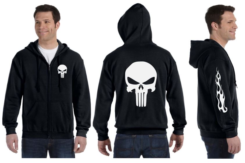 Black punisher hoodie fashion